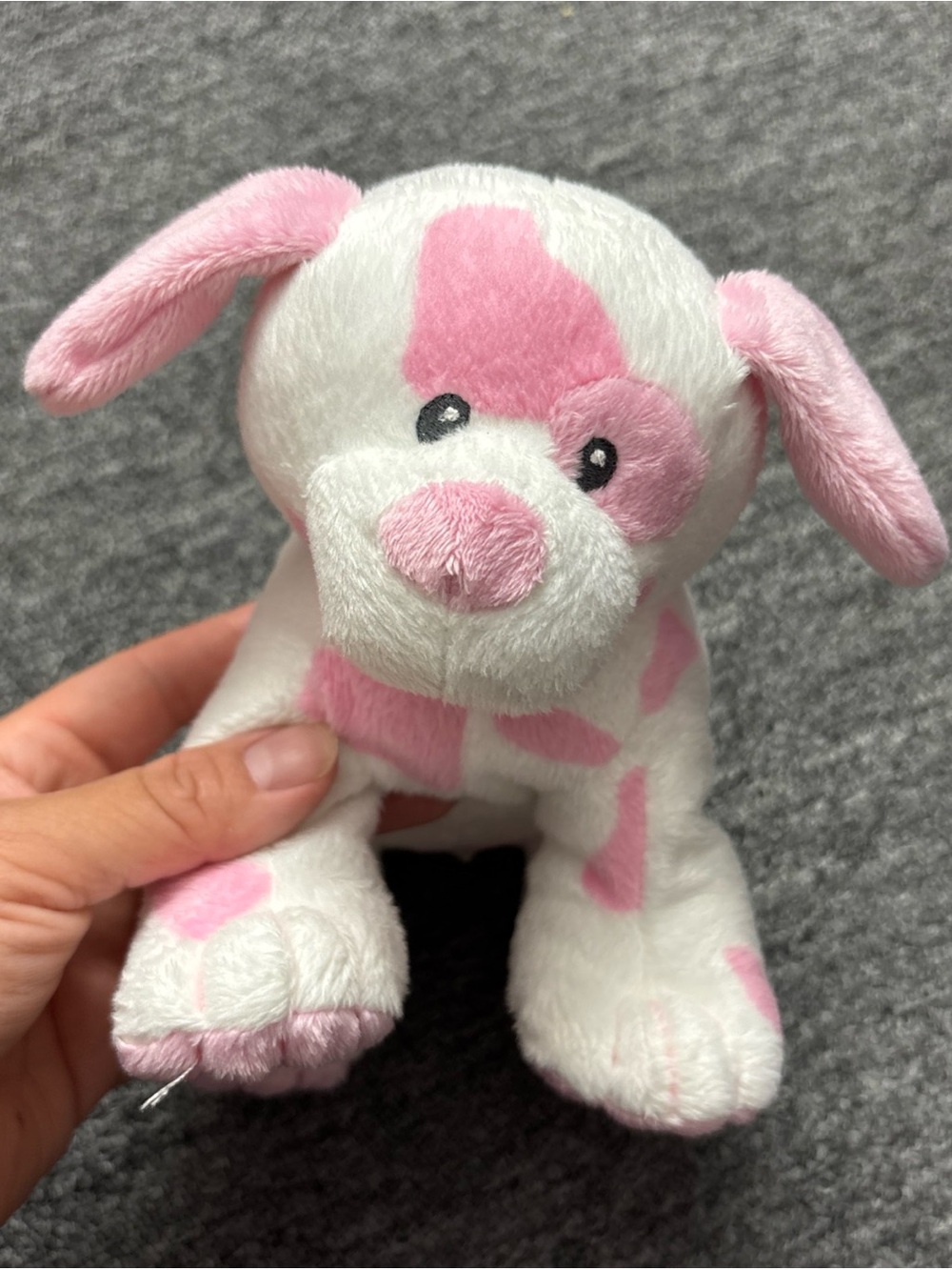 Ty Pluffies Baby Pups Pink 9” Sewn Eyes Puppy Dog 2012 Dalmation White Plush Toy